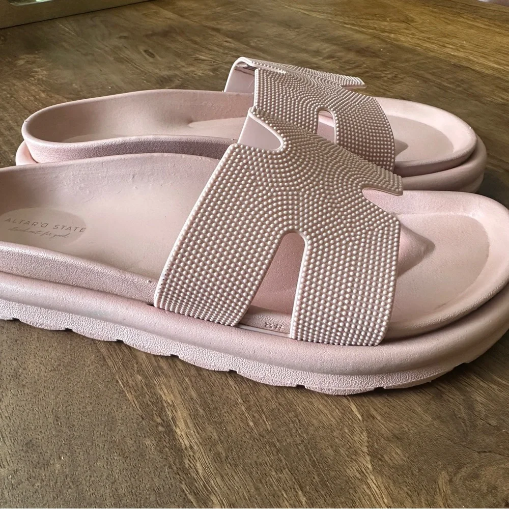 Altar'd State Pink Slip on Lorey Sandals size 8 - Picture 3 of 5